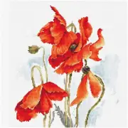 Poppy Dreams Cross Stitch Kit - Vibrant Floral Design for 24x28 cm Masterpieces