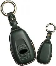 ontto Car Key Fob Cover Keyring fit for Subaru BRZ Forester Legacy Outback WRX STI Impreza XV Crosstrek Smart Key Case Shell Leather Key Holder Bag Keyring Keychain Accessories 3 Buttons Green