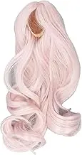 Respicefinem Long Curly Soft Silk Central Parting Artificial Hair Doll Wig Suitable for 1/3 Head Circumference Ball Jointed Dolls Like SD DZ DD DOD with Simulated Scalp and Mesh (Cream Pink)