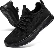 [LANGFEUU] Men's Shoes, Trainers, Sports Shoes, Walking Shoes, Road Running Shoes, Trainers, Lightweight Running Shoes, Gym, Fitness, Black, 39-46 EU