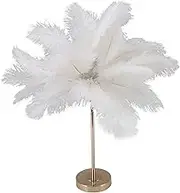 Feather Table Lamp,Artistic Romantic Bedroom Decor Small Night Stands Light,3 Color Dimming Desk Lamp with Gold Metal Base 30pcs Feather