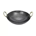 Handmade Cast Iron Hammered Kadai with Handle for Kitchen Deep Frying Wok 2.5 L