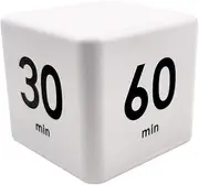 Feilifan Cube Timer, Time, Kitchen Timer Kids Timer for ADHD Productivity Workout Flip Timer Classroom for StudyTime Countdown Management Settings 15 20 30 60 Minutes-White