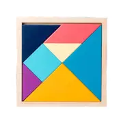 18cm Wooden Tangram Macaron Educational Montessori Toy Kid Puzzle Pres