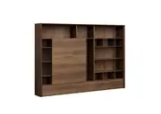 DreasyTech Bookshelf Bookcase Display Unit 3.2M Cabinet Shelf Brown Oak