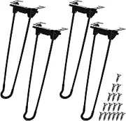 ZOEYES 12.6 In Folding Hairpin Table Legs, 4 Pcs Heavy Duty Foldable Coffee Table Legs, Easy Install Metal Table Leg for Furniture, Laptop Table, Mini Desk, Home DIY Projects, with Screw, Black