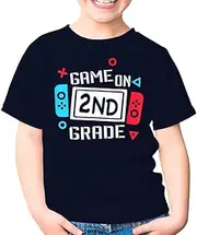 [SDVN] Video Game On 2nd Grade Cool Team Second Grade Back to School Games Gaming Unisex Kids Shirt Gift Youth T-Shirt (Navy;XS)