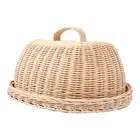 Rattan Storage Tray with Cover,Hand-Woven Wicker Baskets,Bread Fruit Food9797