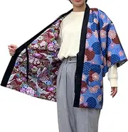[momoten] Japanese pattern Hanten Reversible Hand-wash is no problem Polyester Women's One-size-fits-all
