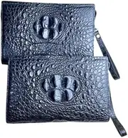 [CBLdF] Business Style Authentic Alligator Leather Passcoded Men Wristlets Pouch Genuine Real Crocodile Skin Male Classic Black Card Bag, Black, 26cm(Length) x 17cm(Height) x 5cm(Deep)