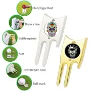 Divot Tool With Golf Ball Marker, Bottle Opener and Cigar Rest
