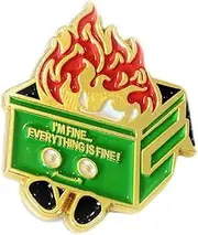 [Funiverse] Bulk 20 Pack of Dumpster Fire I'm FIne Lapel Pins - Perfect for Office Humor, Student Awards, or Celebrating the Day, Metal, no gemstone