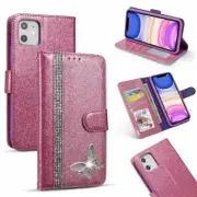 Butterfly Wallet Case for iPhone 16 15 14 13 12 11 Pro Max 8 Plus Leather Cover