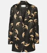 [Dries Van Noten] Dries Van Noten Printed satin blazer AU 10 black