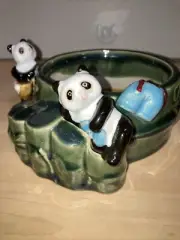 Asian 5 Inch Panda Bear Planter Lucky Bamboo Pot Chinese Decor 2 Pandasj