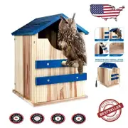 Large Wooden Owl Box for Outdoors - Easy Clean, Cozy 10"x10"x14" Nesting Home