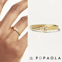 在飛比找momo購物網優惠-【PD PAOLA】西班牙時尚潮牌 簡約鑲鑽戒指 金色戒指 