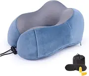 [FYASLFDPU] Travel Pillow 100% Pure Memory Foam Neck Pillow withMachine Washable Cover, Airplane Travel Kit with3D Contoured Eye Masks, Earplugs & Reusable Bag /189