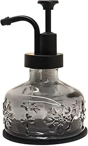 OCTMUSTARD,Glass Soap Dispenser for Kitchen and Bathroom Countertop, Smooth Action Pump Refillable Wash Hand Liquid, Dish Detergent, Farmhouse Style with Cylindrical Shape Shampoo Lotion Pump