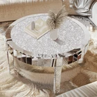 80cm Large Round Mirrored Coffee Center Table Bling Crushed Diamond Tabletop AU
