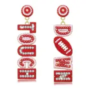 Game Day Earrings for Women Beaded TOUCH DOWN Drop Dangle Earrings Sports Footba