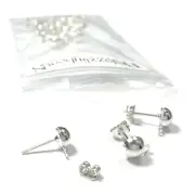 20 Silver 6mm Half Ball Stud Earring Findings With Loop for Charms and Backings