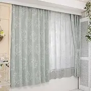 Mickey & Friends SB-612-D Flower Leaf, Grade 2 Blackout, Thermal Insulation, Lace, Set of 4, Width 39.4 x 70.1 inches (100 x 178 cm), Green, Disney Mickey, Minnie, Donald, Washable, Character