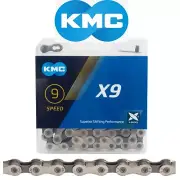 KMC X9 9-Speed Bike Chain Gray-Silver w/ Reusable MissingLink 116 Links