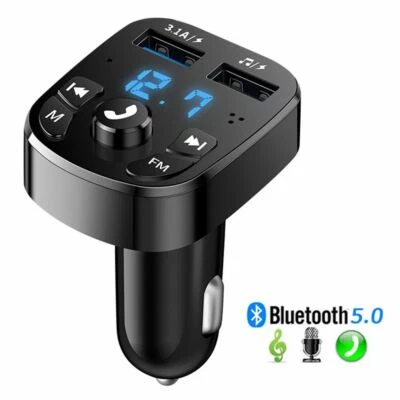 Car FM Transmitter Bluetooth 5.0 AUX Handsfree Wireless Car Kit Dual USB