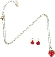 [VALICLUD] Stylish Strawberry Earrings and Necklace Set Hypoallergenic Stainless Steel Perfect for Women