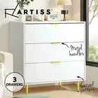 Artiss Chest of 3 Drawers Dresser Lowboy Storage Cabinet White
