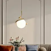 zhxinashu Glass Ball Pendant Light, Ceiling Light Glass, Pendant Lamp Modern, Ceiling Lamp Retro, Ceiling Lamp Gold for Bedroom, Bedside Table, Living Room (Gold)