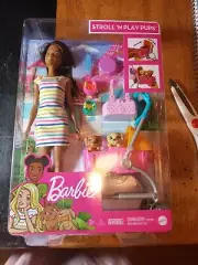 Barbie Stroll 'N Play Pups Playset You Can Be Anything Dog Pet Doll Mattel New