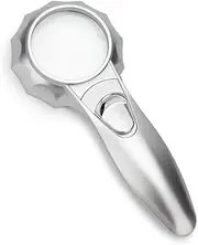 Magnifying Glass with Lights, 6 Lights Illuminated Magnifiers, 4X Handheld Magnifying Lens for Macular Degeneration, Jewelry, Seniors Reading, Inspection