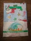 Coastal Christmas Seasons Greetings 52" Round Vinyl Tablecloth Kmart Vintage