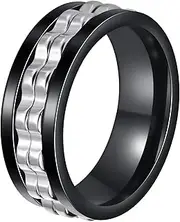 [Udolfly] Mens Fidget Rings Anxiety Rings for Men Gear Spinner Rings for Boys Titanium Steel Ring