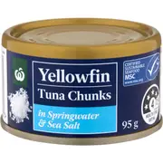 Woolworths Yellowfin Tuna Chunks Springwater & Sea Salt 95g