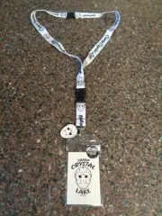 Friday the 13th Jason Crystal Lake Lanyard w Rubber Mask Charm ID Badge NEW