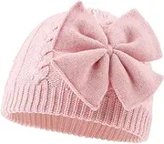 [JANGANNSA] Winter Warm Knitted Baby Hat Girls Cotton Lined Infant Toddler Girls Hat Autumn Cute Bow Classic Girls Beanie 0-2Y