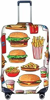 [Pvinnk] Fast Food Print Protective Luggage Cover Elastic Washable Suitcase Protector Travel Gear Protector, White, Medium