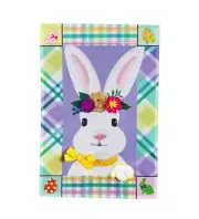 28 x 44 Bunny Patterned Border Applique House Flag