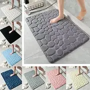 Cobblestone Embossed Bath Mat Non-slip , Memory Foam Pad, Washable Bath Rugs, Rapid Water Absorbent, Non-Slip, Washable, Thick, Soft And Comfortable Carpet For