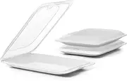 Tatay Set of 3 Cold Meat Containers with Lid, BPA Free, Reusable, Stackable, Dishwasher and Microwave Safe, Pergamon White Colour. Sizes 17 x 3,2 x 25,2 cm