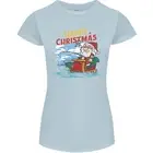 Santa Clause Fishing Funny Christmas Womens Petite Cut T-Shirt