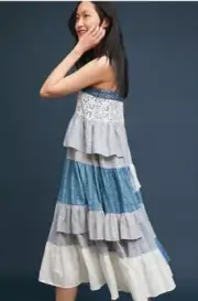 Anthropologie Tiered Patchwork Midi Dress~Love Binetti Size Sm. But Fits Med