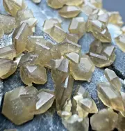 164 Gm Full Terminated Rare, Yellow Apatite Crystals On Smoky Quartz From Afg