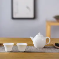 在飛比找松果購物優惠-[千紅一品茶]白瓷一壺兩杯四方壺茶壺禮盒(現貨) (6.5折