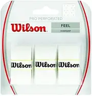 WILSON Pro Overgrip Perforated 3 Pack - White, Green, Pink - Tennis - Badminton - Squash