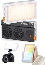 Rollei Lumis 40 W RGB LED Video Light, Camera Light with Built-in Battery and Type-C Charging, 5645 Lux CRI/TLCI 97+, 263 g Photo Lamp for Photo Studios, Live Streaming, YouTube, TikTok