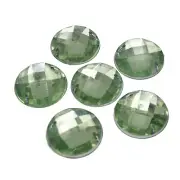 50 Light Green Acrylic Flatback Sewing Rhinestone Round Button 18mm Sew on beads